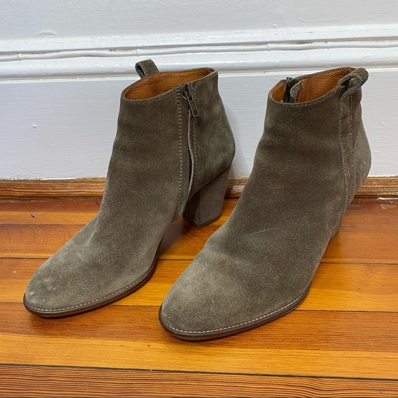 Madewell Billie Olive Suede Heeled Ankle Booties - Picture 10 of 10
